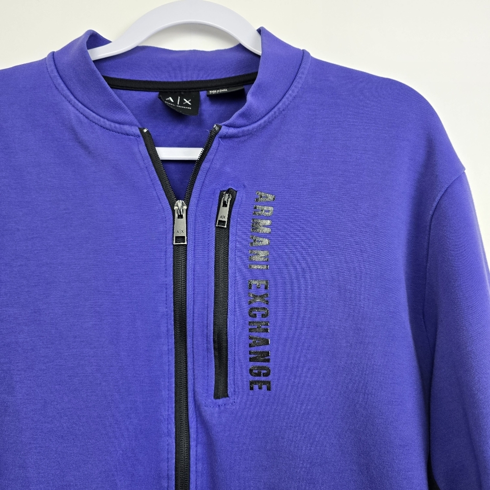 Armani Exchange Men’s XL Dark Purple Long Sleeve Zip-Up Lightweight Jacket - Picture 4 of 8